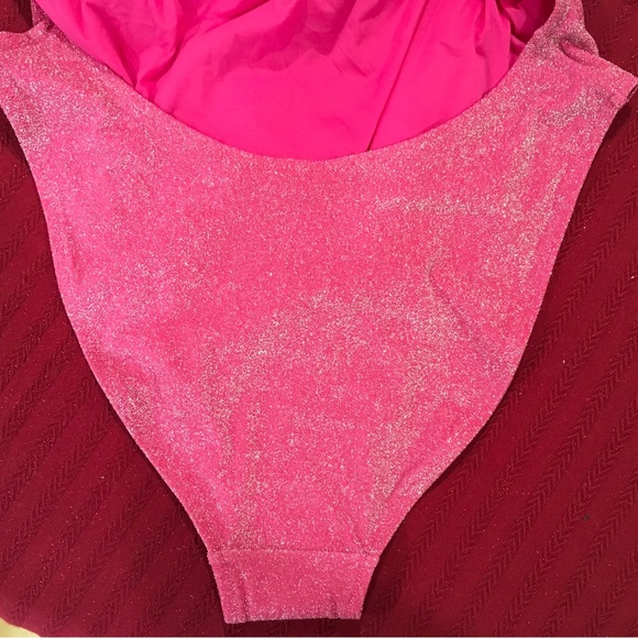 SKIMS Glitter Swim One Piece Swimwear Pink Women's Plus 4X Jasper Cutout Stretch - Picture 4 of 8